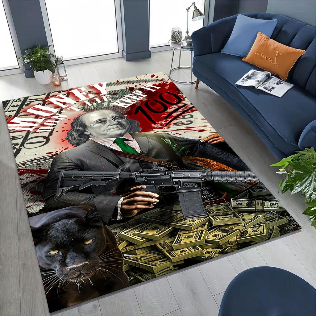 3D Personality Money USD Euro RICH Pattern Rug for Bedroom Living Room Sofa Home Doormat Decor,Large Kid Play Non-slip Floor Mat