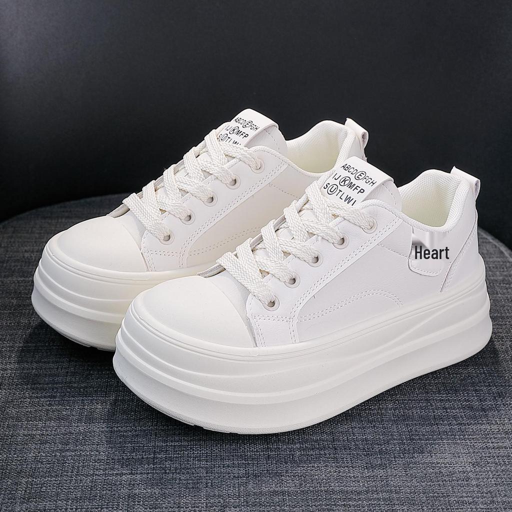 2026 Trendy Leather Platform Women's Shoes - Lightweight, Versatile, Casual, Height-Enhancing, Soft Sole for Spring & Autumn