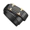 Men's Crocodile Pattern Leather Belt with Automatic Buckle - Cowhide Business Style Waist Belt