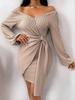 European American Women's V-Neck Lace-Up Knit Dress - Sexy Waist-Cinching Short Skirt