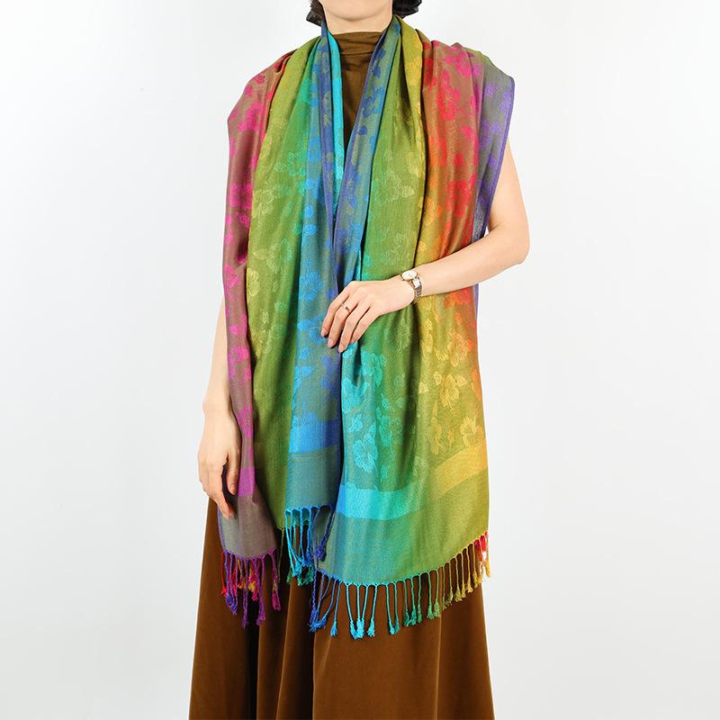 New Products Are On the Shelves In Spring and Autumn, Shawls, Colorful Jacquard Cashew Nut Long Scarves, Travel Photos, Scarves, Women's Bags.