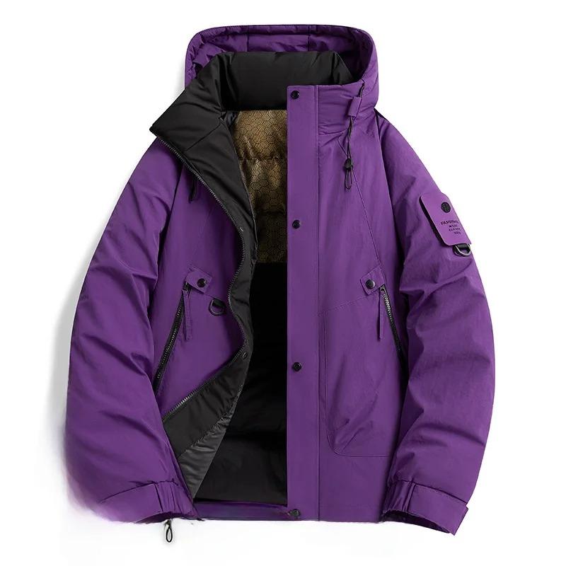 Men's Winter Thiened Cotton Stand Collar Jacket Thick and Loose Down Puffer Bread Sle Coat Warm Urban Casual Long Zipper Coat