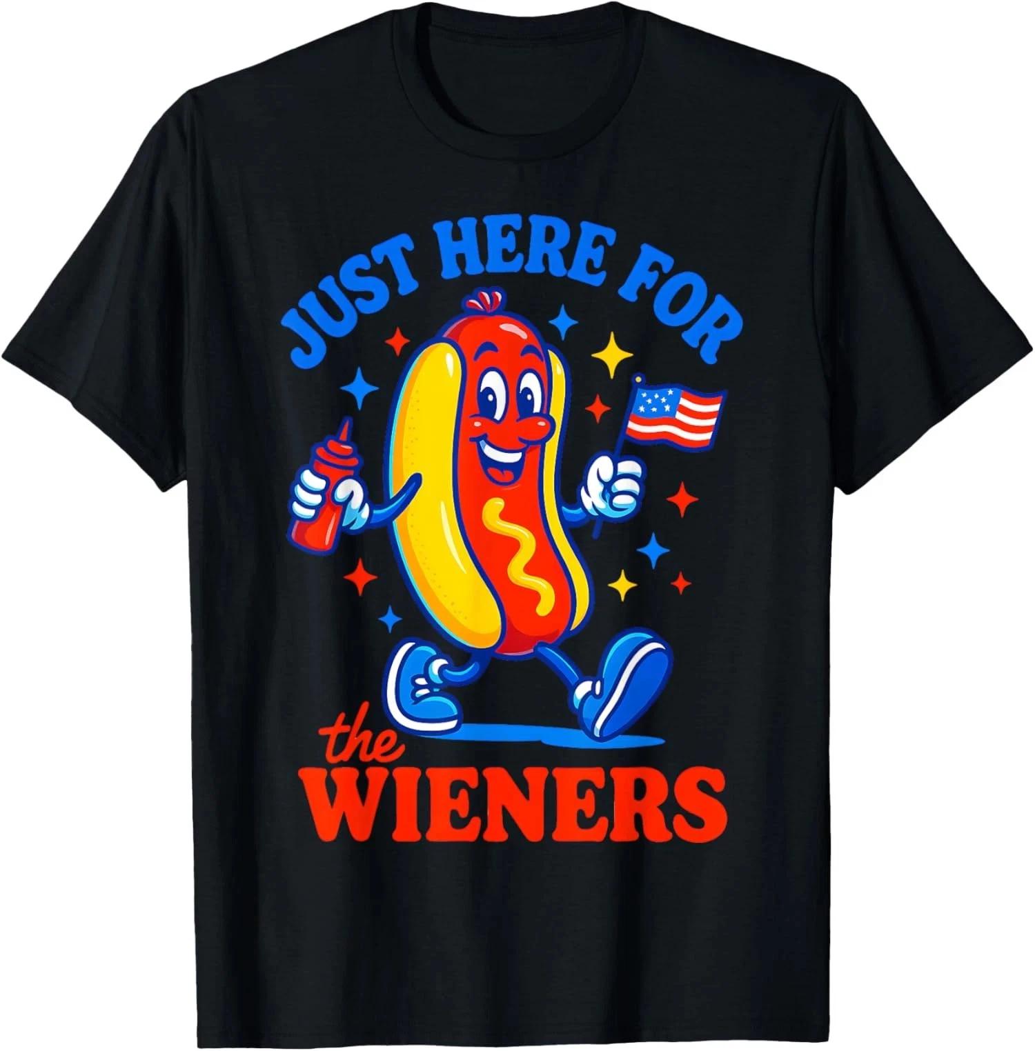 

Just Here For The Wieners Funny Hot Dog 4th Of July Unisex T-Shirt 2XL