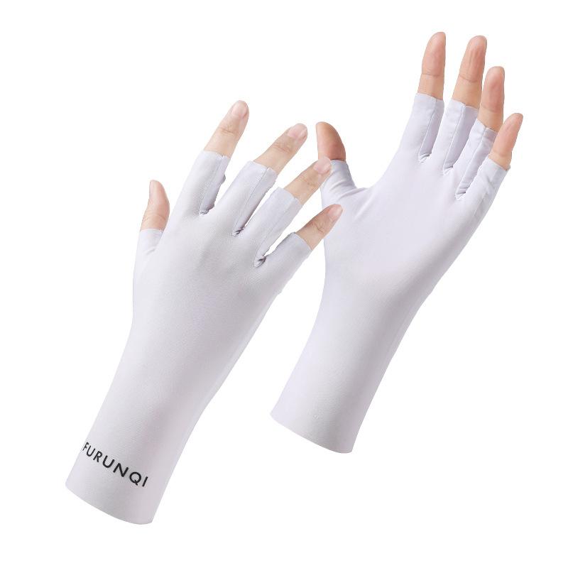 Letní ledové hedvábné opalovací rukavice s polovičními prsty Šetrné k pokožce Prodyšné Odolné proti UV záření Tenký styl Řidičské Rukavice na prsty Proti černání Nehtové umění