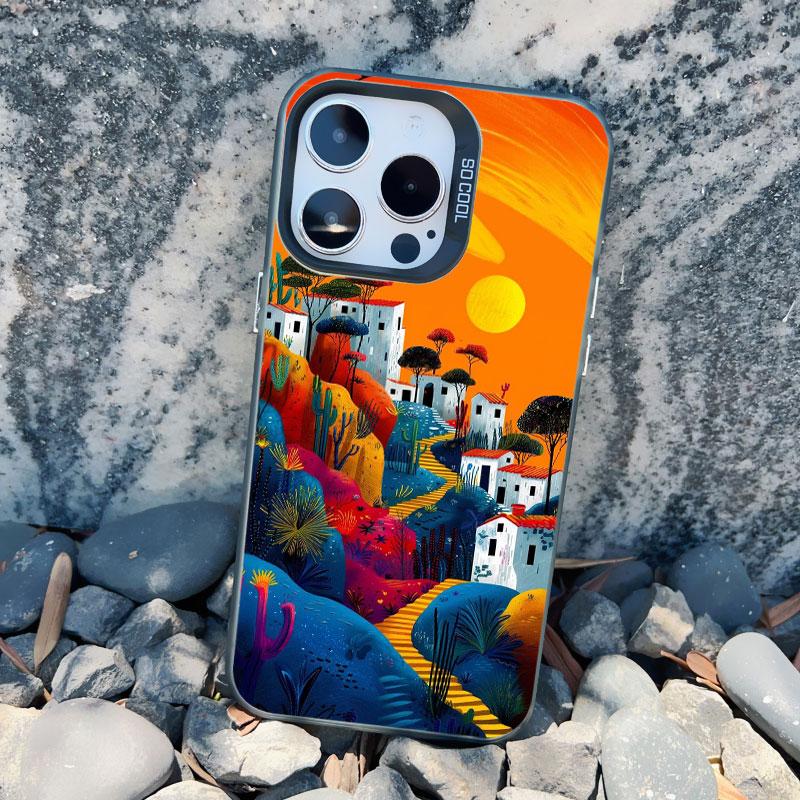 Forest Night Starry Sky Tree Moon Phone Case For Iphone 13 Mini 12 11 Pro Max 16 15 14 Pro Max Plus Shockproof Laser Back Covers