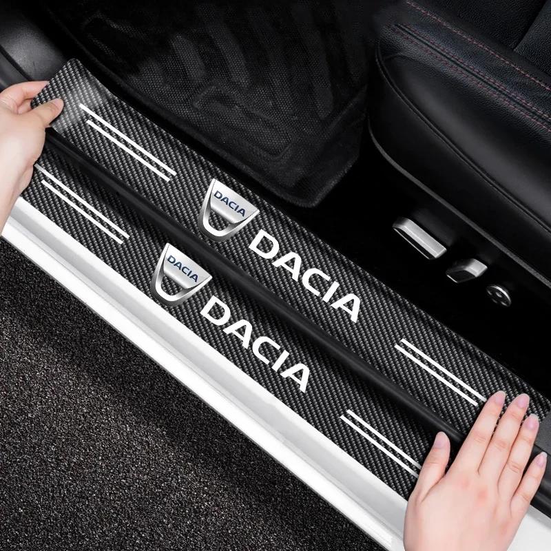 BGT1 4pcs Carbon Fiber Car Threshold Stickers Entry Pedal Protection Sticker for Dacia Duster Logan MCV Sandero Stepway Dokker Lodgy