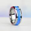 Fashion 8mm Men Stainless Steel Rings Inlay Blue Opal Never Faded Engagement Promise Rings For Men Women Wedding Band Jewelry