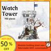 700 Stück Winter-Thema Wachturm MOC Kreative Mittelalterliche Festungsarchitektur Schlossmodell Benutzerdefinierte Puzzles Architekturspielzeug Geschenk
