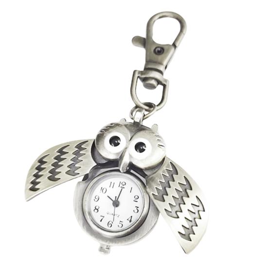 Vintage Eulenform Schlüsselanhänger Dekorative Taschenuhr Hosenanhänger Schmuckstück