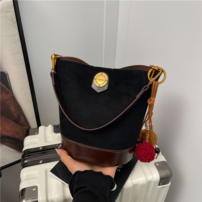 Retro Suede Bucket Bag 2026 New Handbag High-end Cross-body Single Shoulder Underarm Women