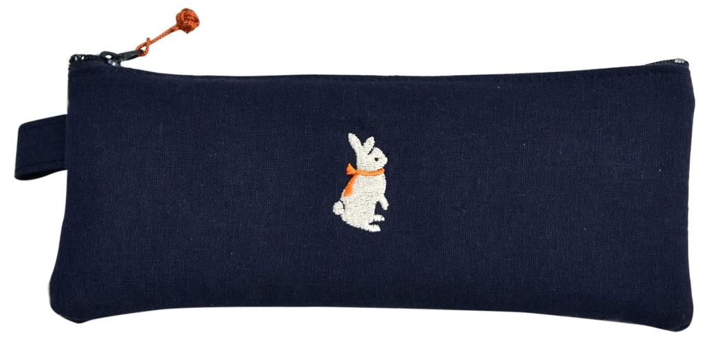 Concise Pencil Case Cloth Pencil Case Rabbit Navy Blue 547624