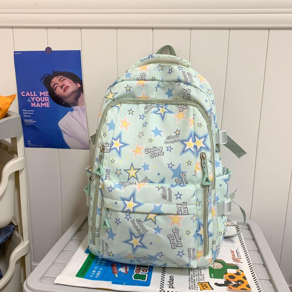 Schoolbag1011 new Japanese ins style school bag women's middle school and college students printed stars graffiti backpack large capacity backpack