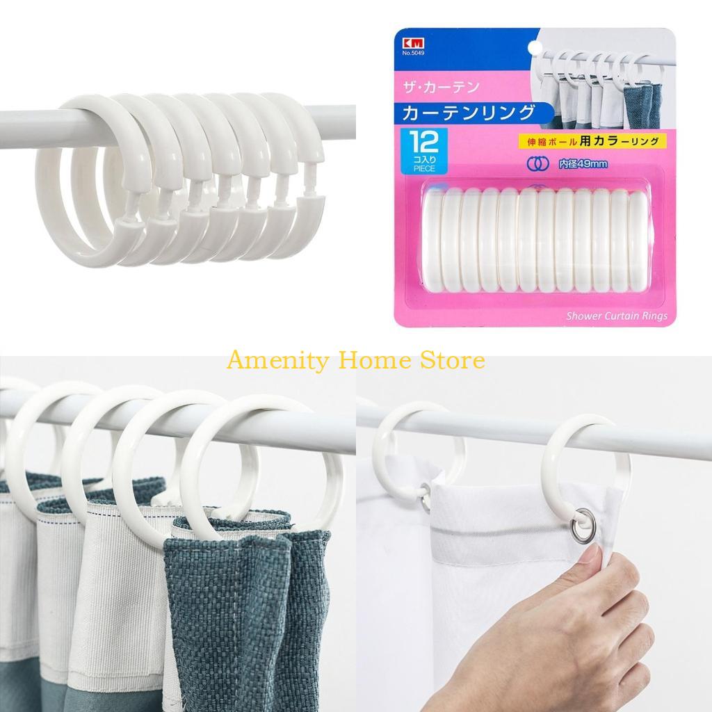 

F26C 12Pcs Circular Plastic Shower Curtain O Rings Duable Drape Loop Hooks for Bathroom Gliding on Shower Rod Snap Closure China Mainland