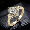 White Zircon Oval Stone Luxury Crystal Leaf Rings For Women Vintage Gold Color Engagement Ring Wedding Bands Jewelry Bridal Gift