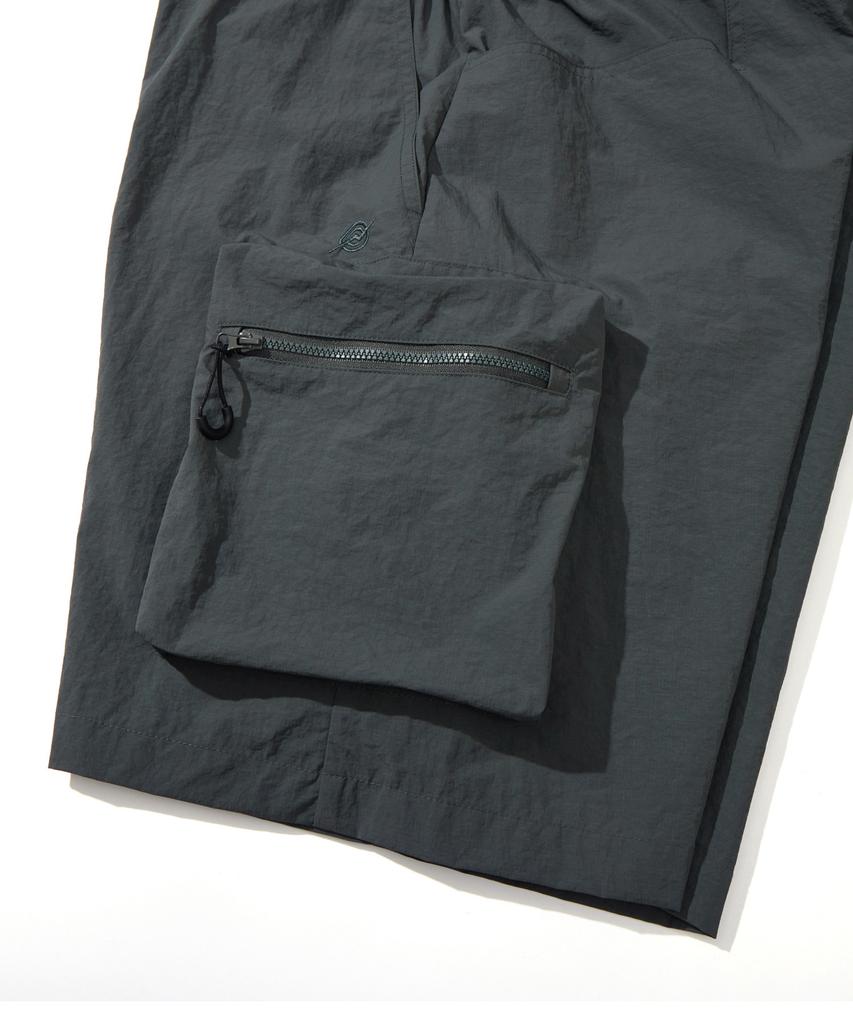 Kallapataleu Nylon Belted Back Out Pocket Cargo Pocket Shorts - Khaki