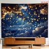 2D Flat, [2D Plane Printing] 1 Large Size/small Size Pattern Printed Tapestry- Starry Night Sky, Clouds, Stars, Fantasy, Night Scene., Room Wall Decor