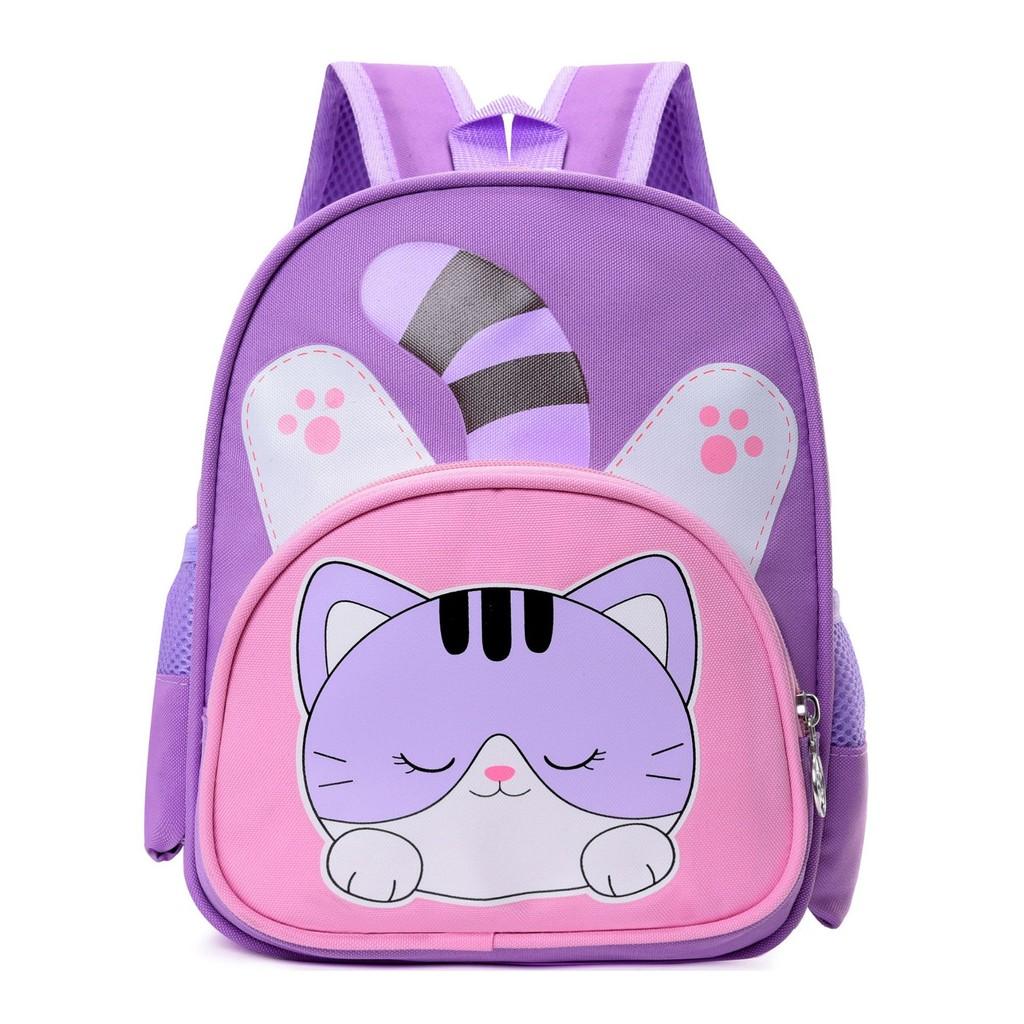 

Tiger Backpack Kitten Animal Large Capacity Zipper Adjustable Strap Shoulder фиолетовый