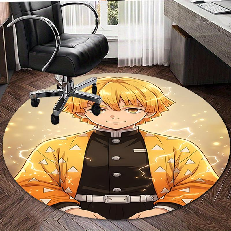 1pc Agatsuma Zenitsu  Print Round Carpet Chair Round Carpet Suitable for Bedroom Living Room Home Decorative Carpet