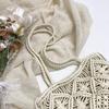 Drawstring Handwoven Tote Bag for Women Boho Summer Beach Bag with Geometric Pattern