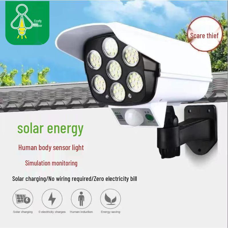 

Светодиодный светильник с солнечным датчиком, дизайном камеры наблюдения и датчиком движения человеческого тела с дистанционным управлением 77LED with Remote
