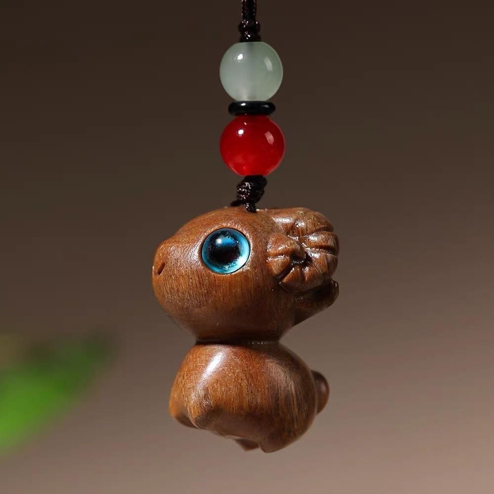 Handmade Sandalwood Sheep Keychain Scratch-resistant Phone Charm Zodiac Year of the Sheep Gift