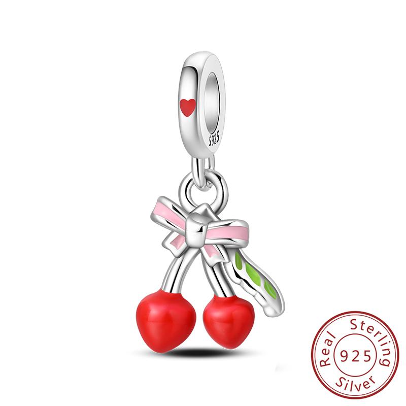 Authentic Original Charm Bead Components Bead Components Copper Metal Cherry Strawberry Avocado Watermelon Fruits Charm Bead Components Pendant Bead