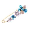 Brooch Pin 3D Flower Decor Scarf Pin with Rhinestone Inlay Thick Stable Lock Anti-exposure Suits Coats Sweaters Pin