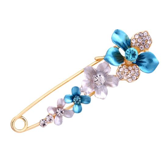 

Brooch Pin 3D Decor Flower with Rhinestone Scarf Pin Inlay Thick Stable L