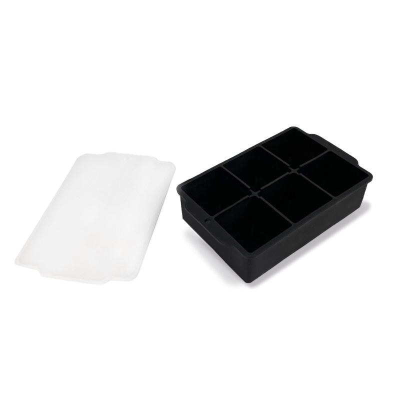 

6 сеток большой лоток для льда форма с крышками гигантский большой силиконовый кубик льда квадратная коробка штабелируемый DIY виски льдогенератор кухня чёрный