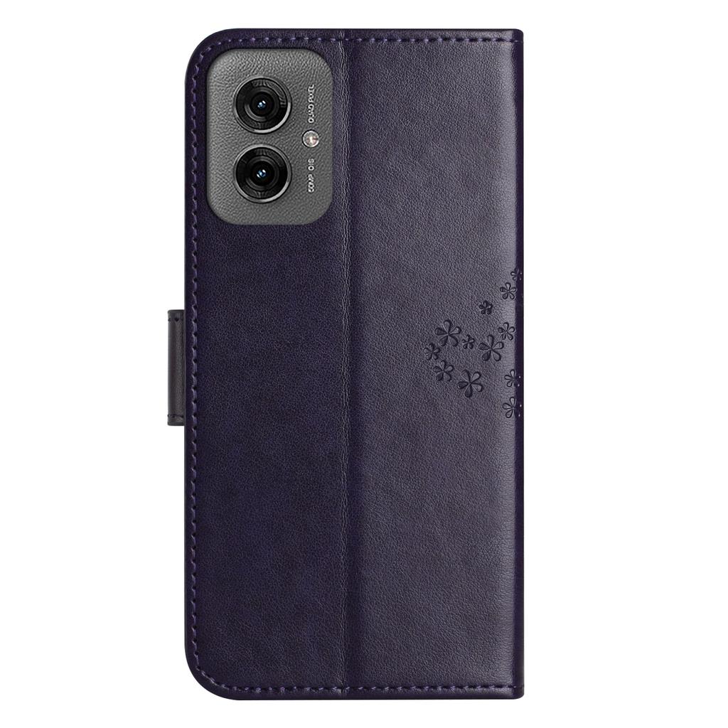For Motorola Moto G55 5G Case PU Leather Owl Tree Imprinted Wallet Phone Cover
