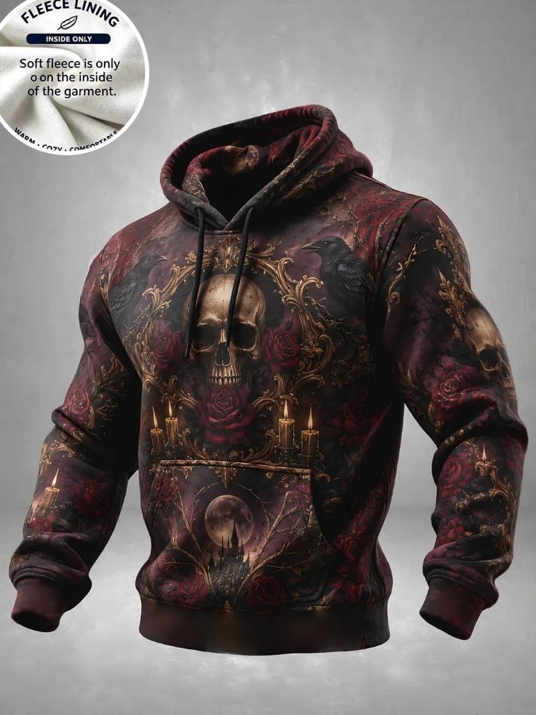 3D Print Halloween Women's Hoodie Haunted House Ghost Pumpkin Bat Lightning Full Print Pullover Long Sleeve Sweatshirt