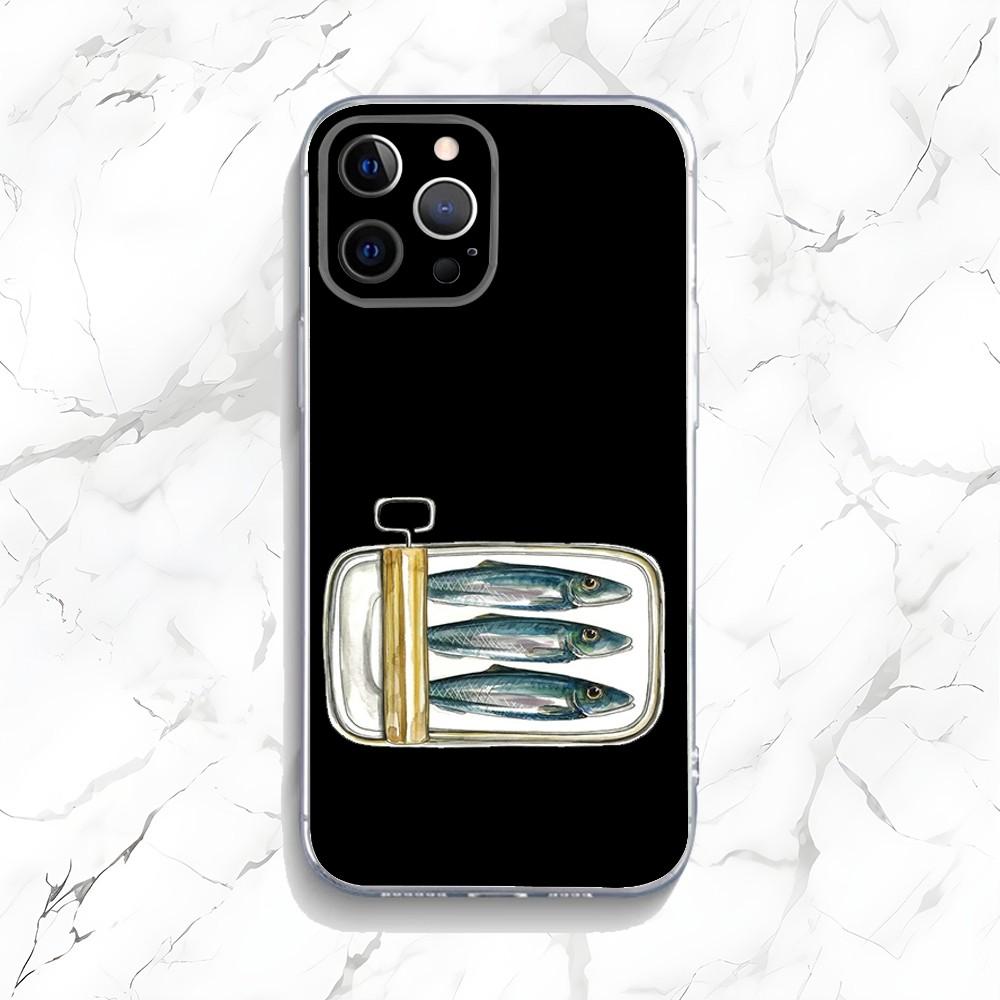 Canned Sardines Phone Case For iPhone 15,14,13,12,11 Plus,Pro,Max,XR,XS,X,7,8 Plus,SE,Mini Transparent Silicone Soft