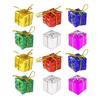 12 Pcs Christmas Shiny Mini Boxes Ornaments Miniature Gift Box Hanging Decorations for Christmas Birthday Wedding Holiday Party Favors