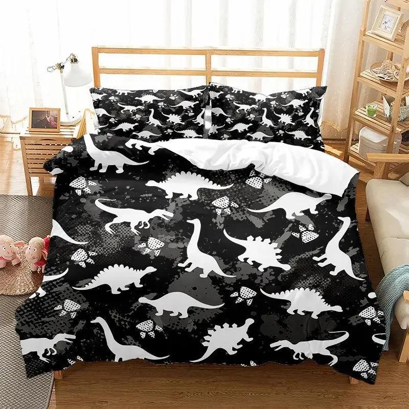 Print Dinosaur Bone Skeleton Child Soft Duvet Cover Beding Set Microfiber Fabric Bedrom Quilt Set featuring Pilowcases Double Single