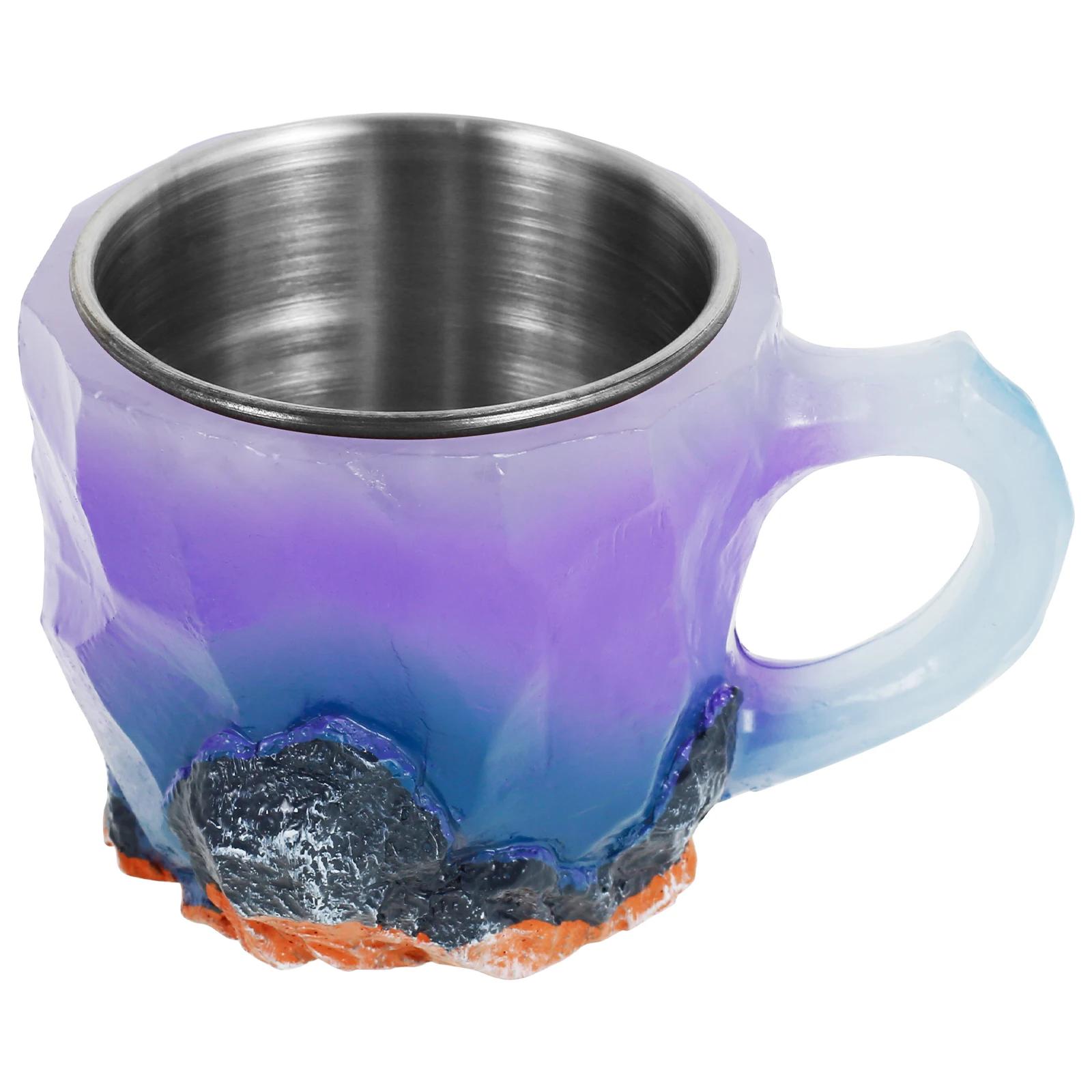 

Resin Coffee Mugs Decorative Tea Cup Coffee Mug with Handle Novelty Coffee Cup Portable Tea Cup for Milk Coffee Tea Home Office 401-500ml фиолетовый