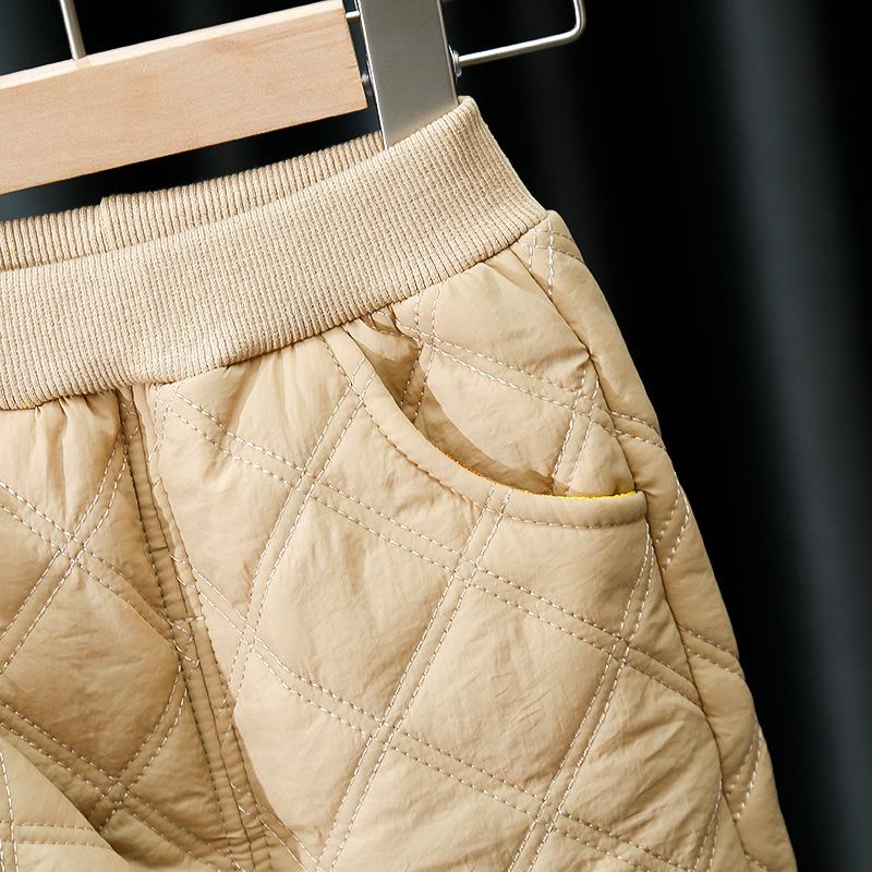 2023 Kids' Autumn/Winter Korean Style Cotton-Padded Two-Piece Set: Single-Breasted Jacket & Crew Neck Innerwear with Cotton Pants.