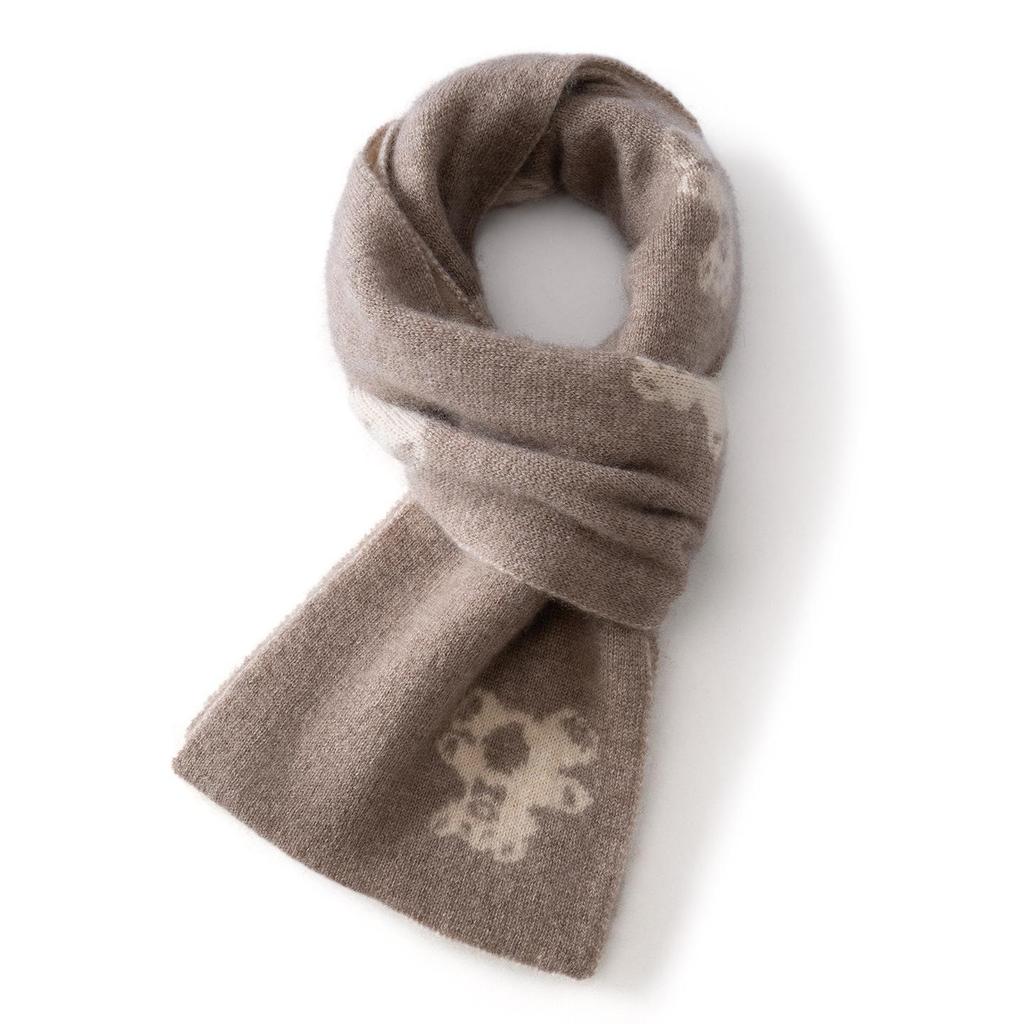 Cashmere 2025 Autumn/Winter Bear Ear Jacquard Scarf Set - Warm, Knit Cold Protection for Men, Women, Children, and Babies