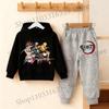 Felpa con Cappuccio e Pantaloni Anime Demon Slayer Set per Bambini Felpa con Cappuccio Giacca Pantaloni Set Ragazzi Ragazze Top Pullover Autunnale Abbigliamento Regalo