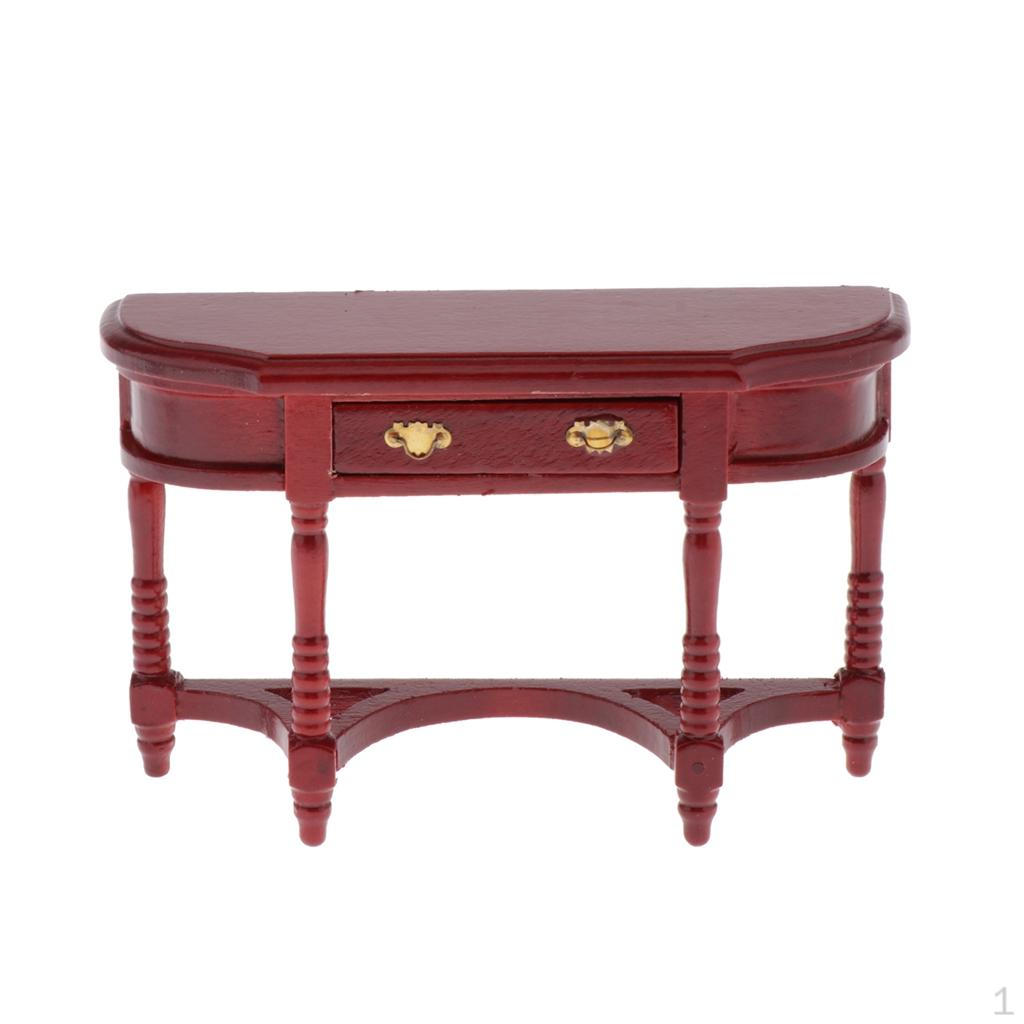 

1/12 кукольный деревянный стол с полукруглым ящиком для офисной мебели и аксессуаров для декора кукольной комнаты