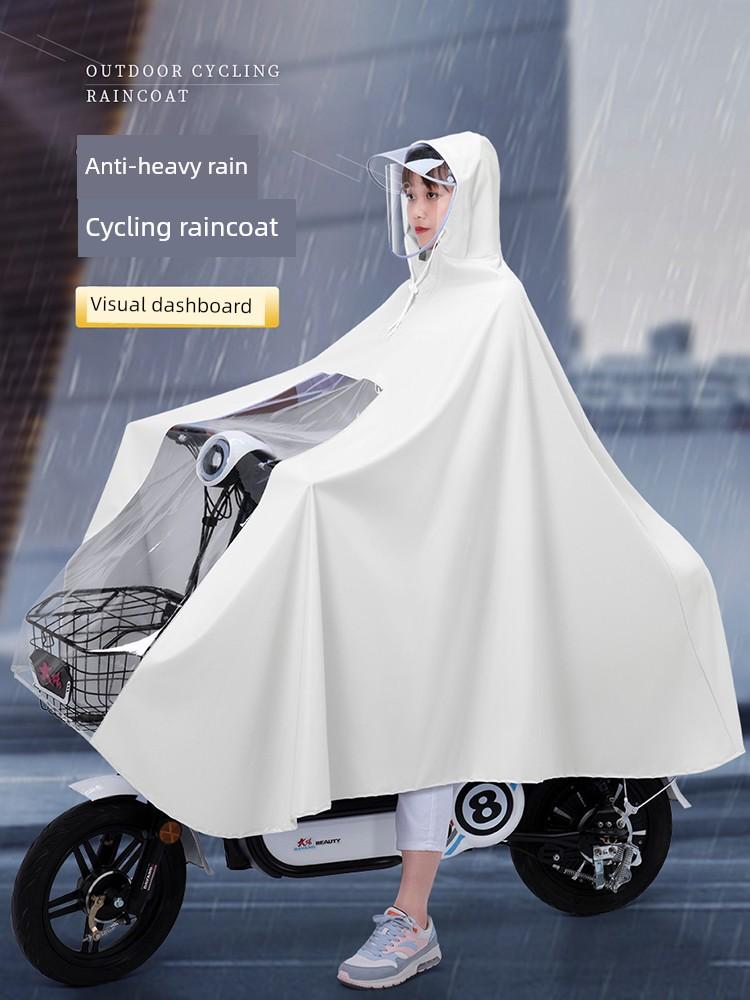 Fashionable Electric Scooter Raincoat, New Long Version for Single or Double Riders, Full-Body Storm-Proof Riding Poncho