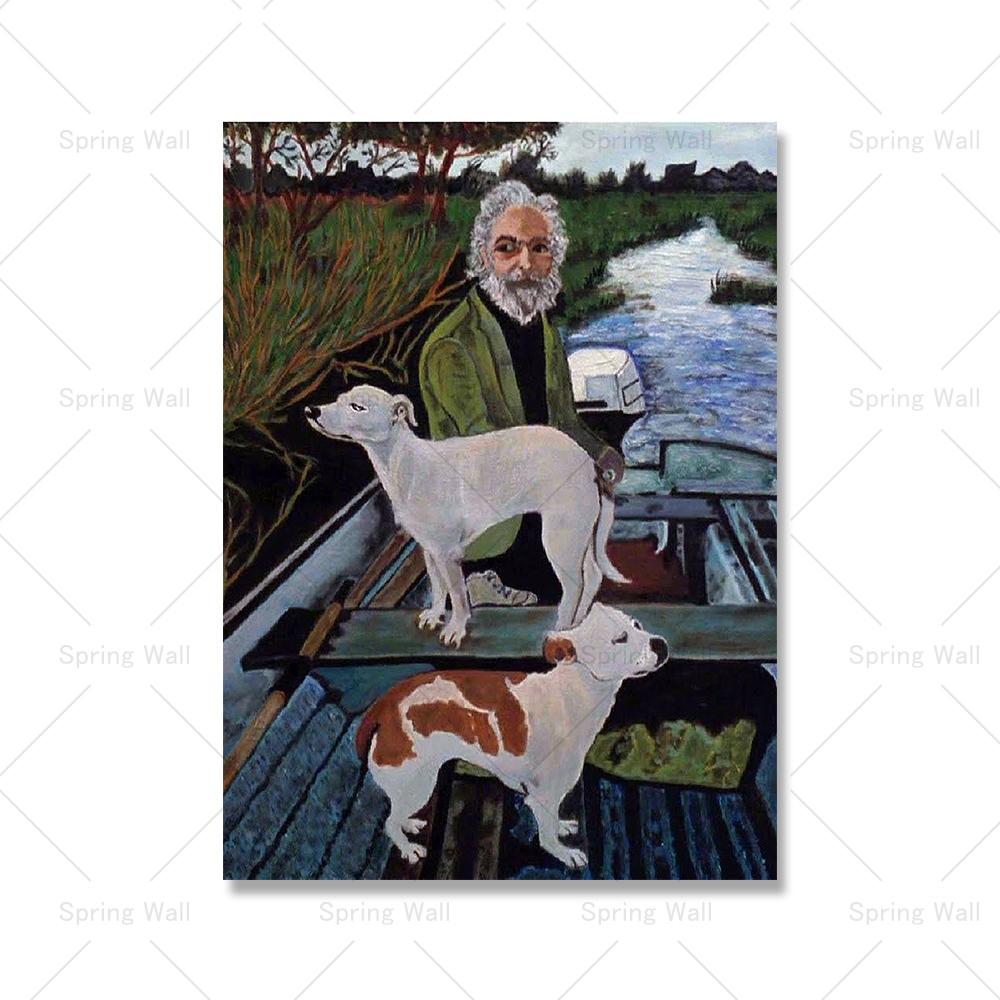

Славные парни Старик в лодке с собаками Фильм Живопись Плакаты и принты Декоративные настенные картины для гостиной Домашний декор 21x30cm No Framed