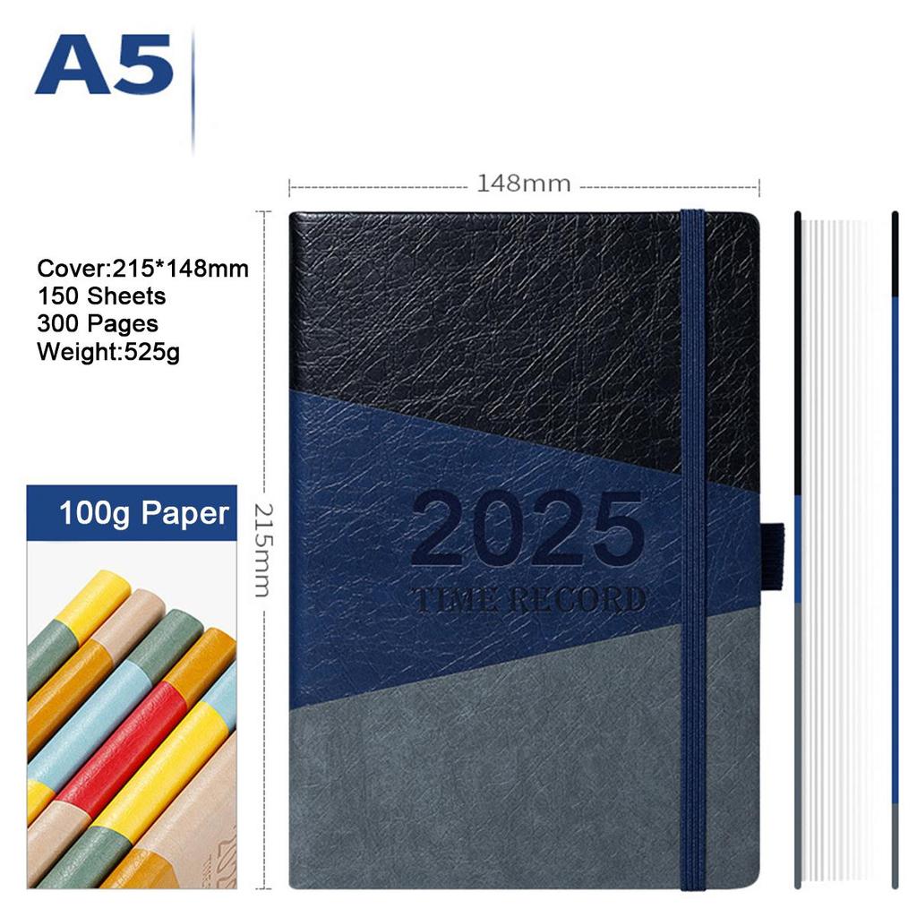 A5 verdickter Business-Notizblock aus Leder, Arbeitsnotizbuch, Besprechungsprotokollbuch, Tagesplaner 2025, Studiennotizen für Studenten, Tagebuch, 150 Blatt