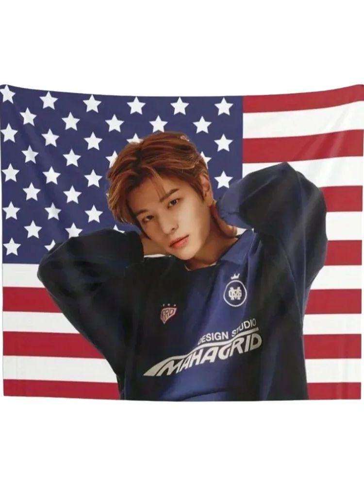 1pc Skz Seungmin Kpop American Flag Tapestry Wall Hanging Horizontal Orientation Needed Home Decor 74x94cm(29x37in)