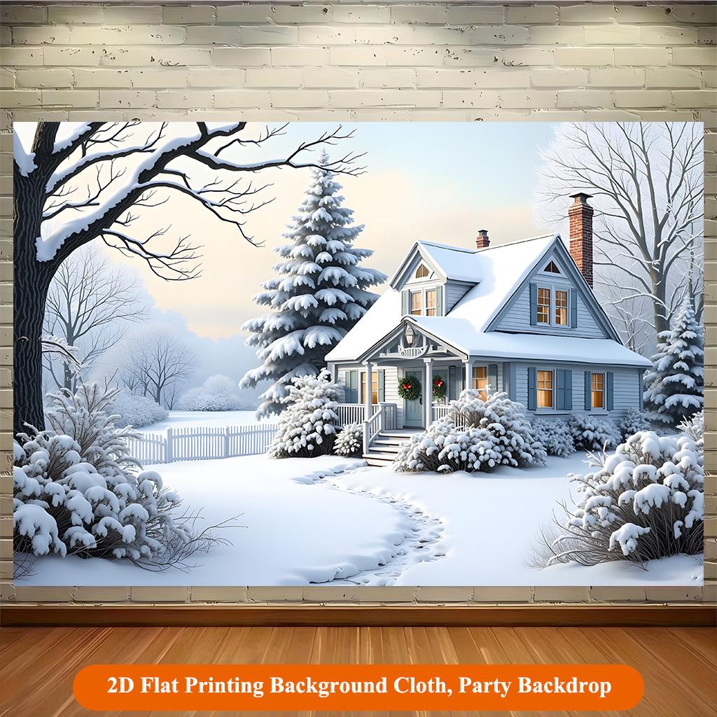 1Pcs Snowy House Winter Scenery Decoration Background Winter Backdrop For Photo Studio Photo Booth Party