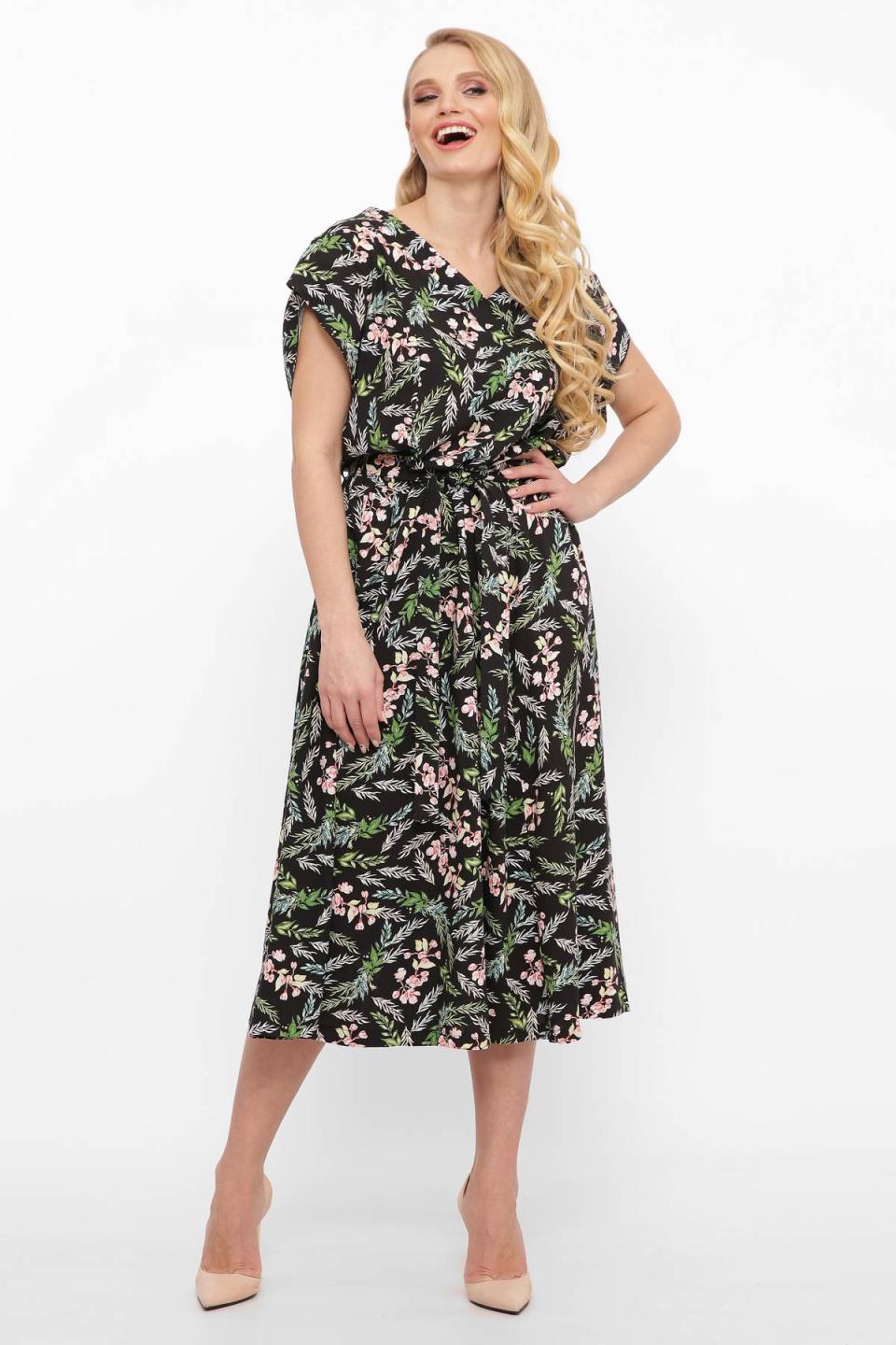 

Літня сукня (листя) Tatiana ДЕНС 4XL чорний