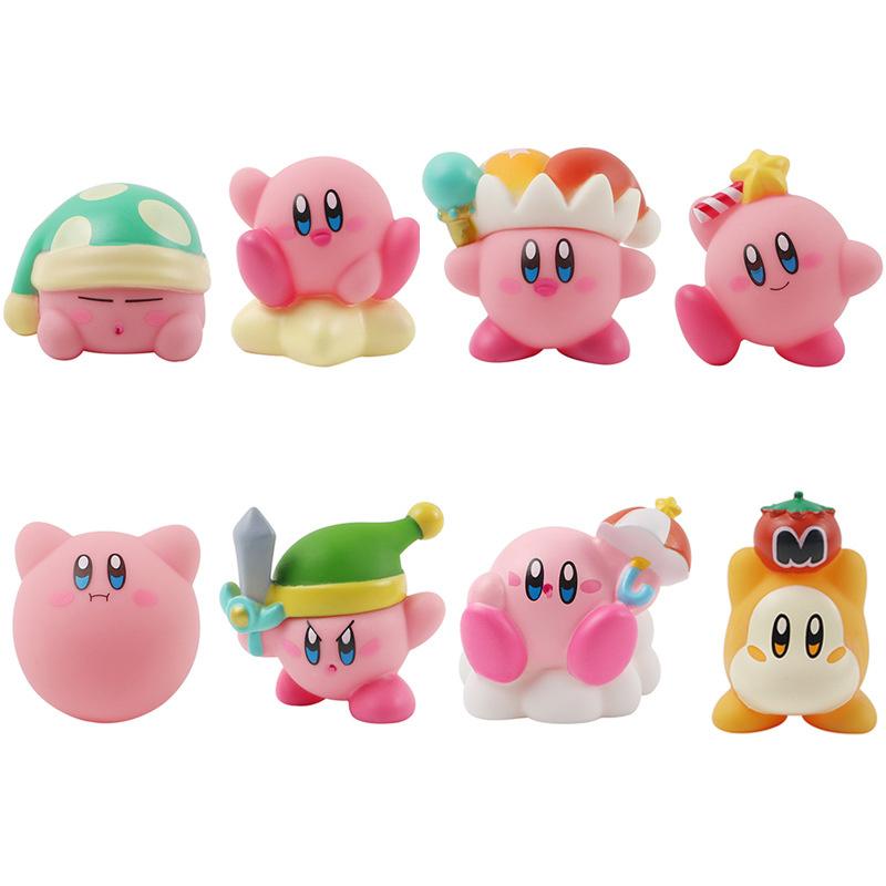 8-teilige Actionfiguren-Sammlung, Kirby Pink, süße Figuren, Sammlerstücke, PVC-Material, bestes Weihnachtsgeschenk für Kinder