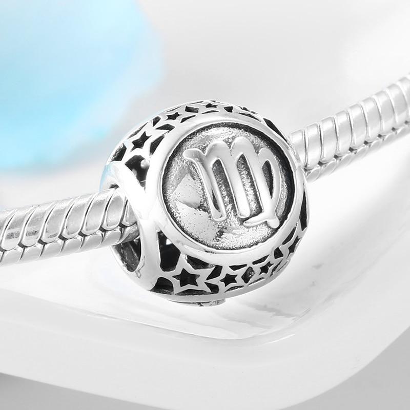 KATAOKA Accesorii margele Fecioara din argint 925 real 12 Constellation Fit Charm european original