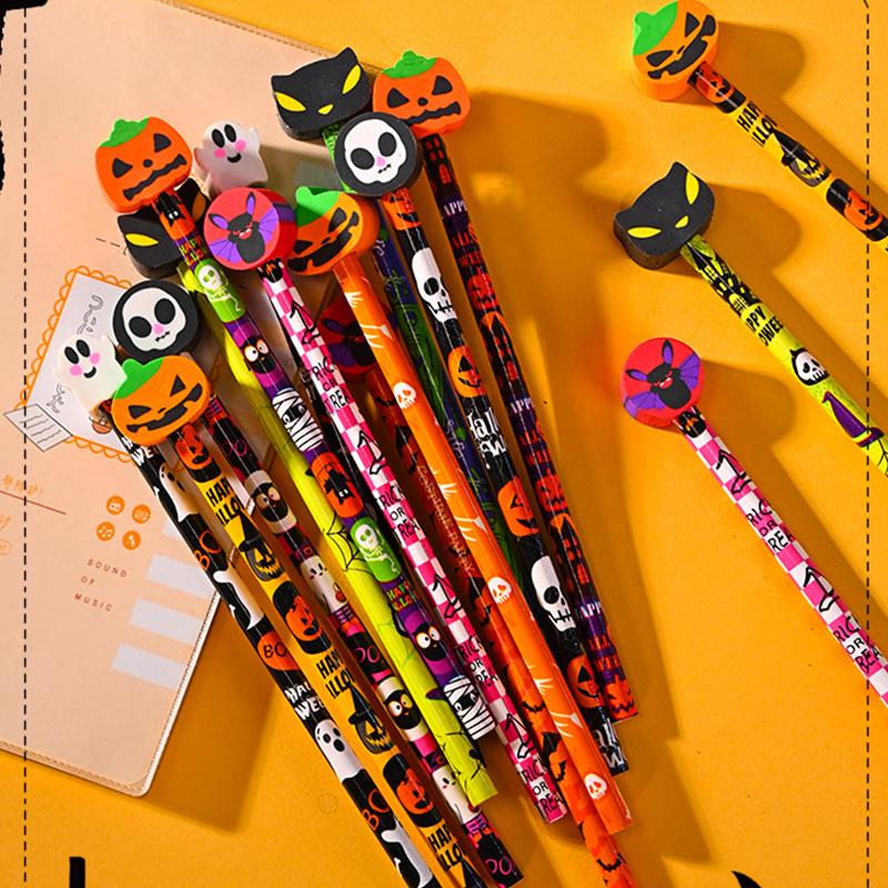 12Pcs Creative Cartoon Halloween Pencils Cute Students Stationery Hb Black Write Draw School Boxed Pen Gift