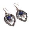 Lapis Lazuli 999 Copper Wire Wrapped Earrings, Handmade Gemstone Earrings Jewelry, Gifts For Wife Brand New Earrings