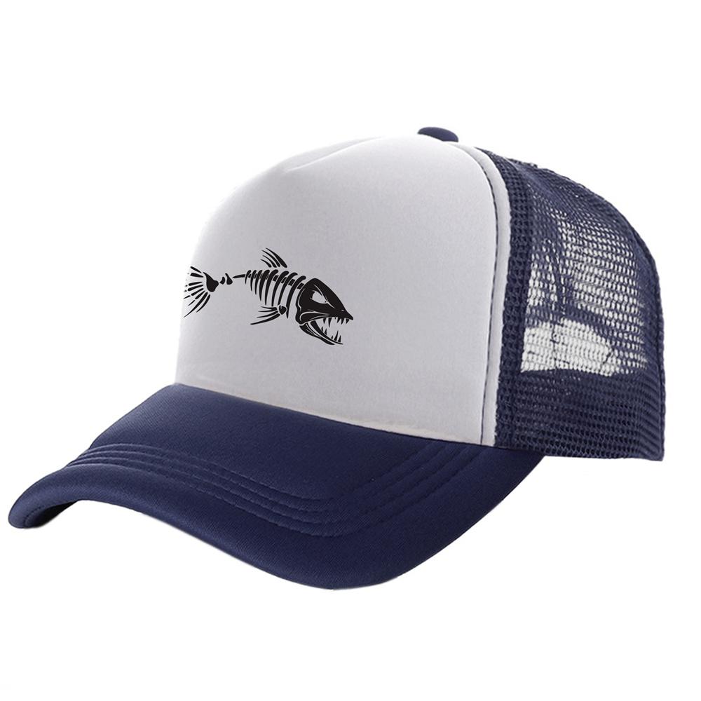 Fishbone Trucker Cap Men Fishing Skeleton Fish Bone Baseball Caps Unisex Mesh Net Hats MZ-496